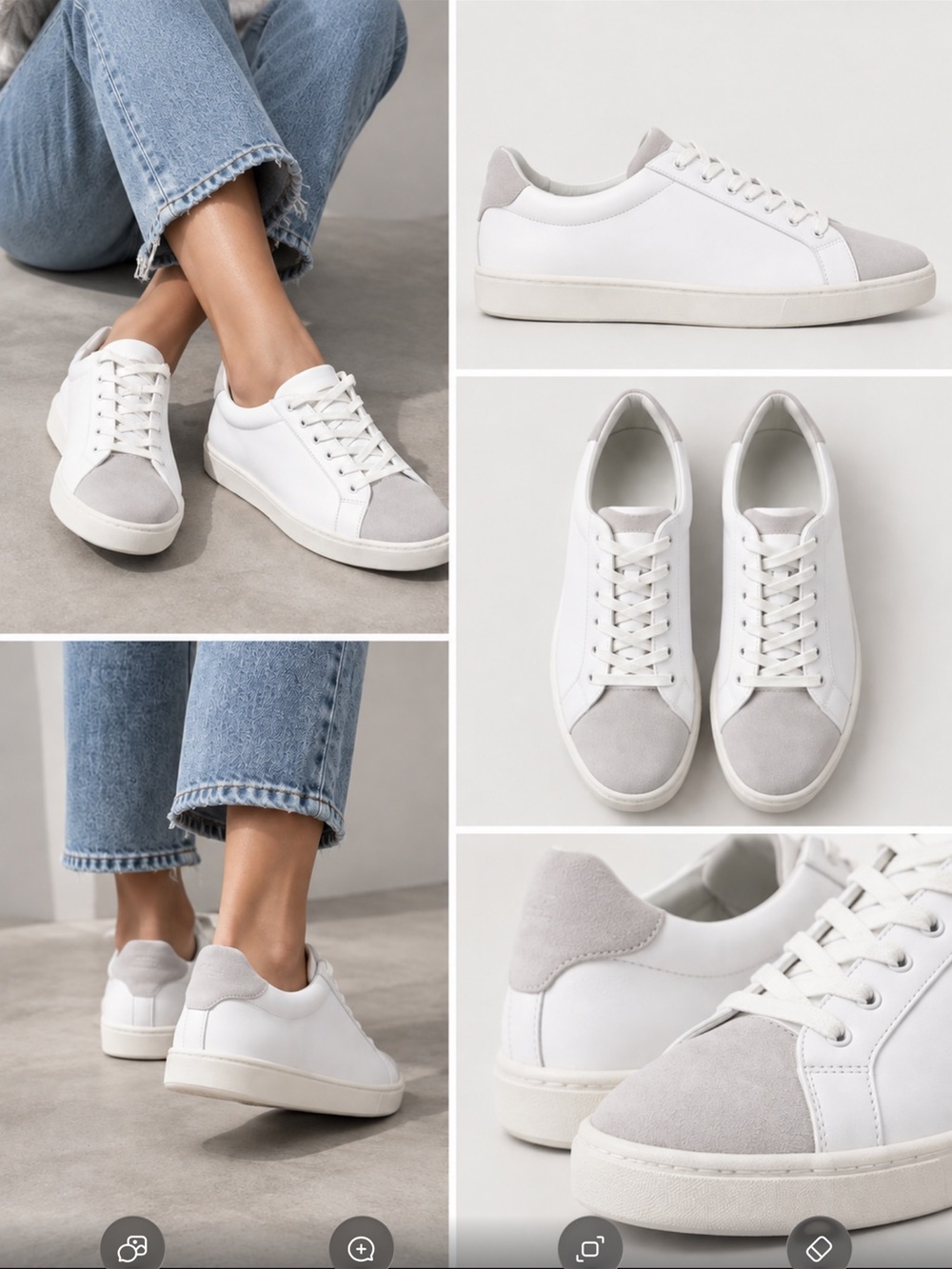 Vince White Sneakers with Light Gray Suede Accents